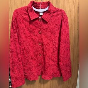 Coldwater Creek raspberry damask jacket. Size XL Cotton